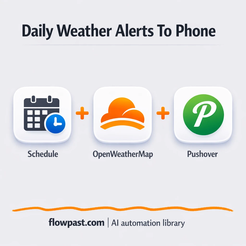 OpenWeatherMap to Pushover, daily weather alerts - n8n workflow automation template