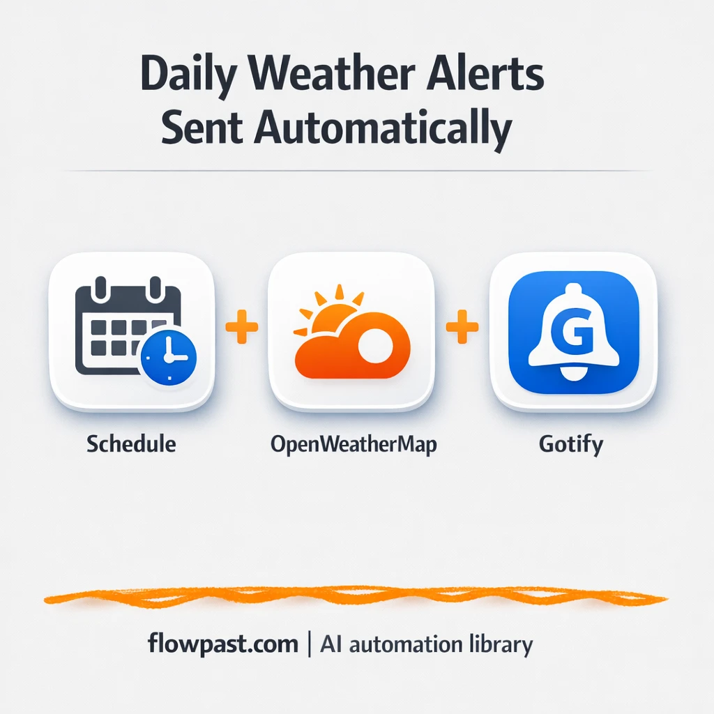 OpenWeatherMap to Gotify, daily weather alerts - n8n workflow automation template