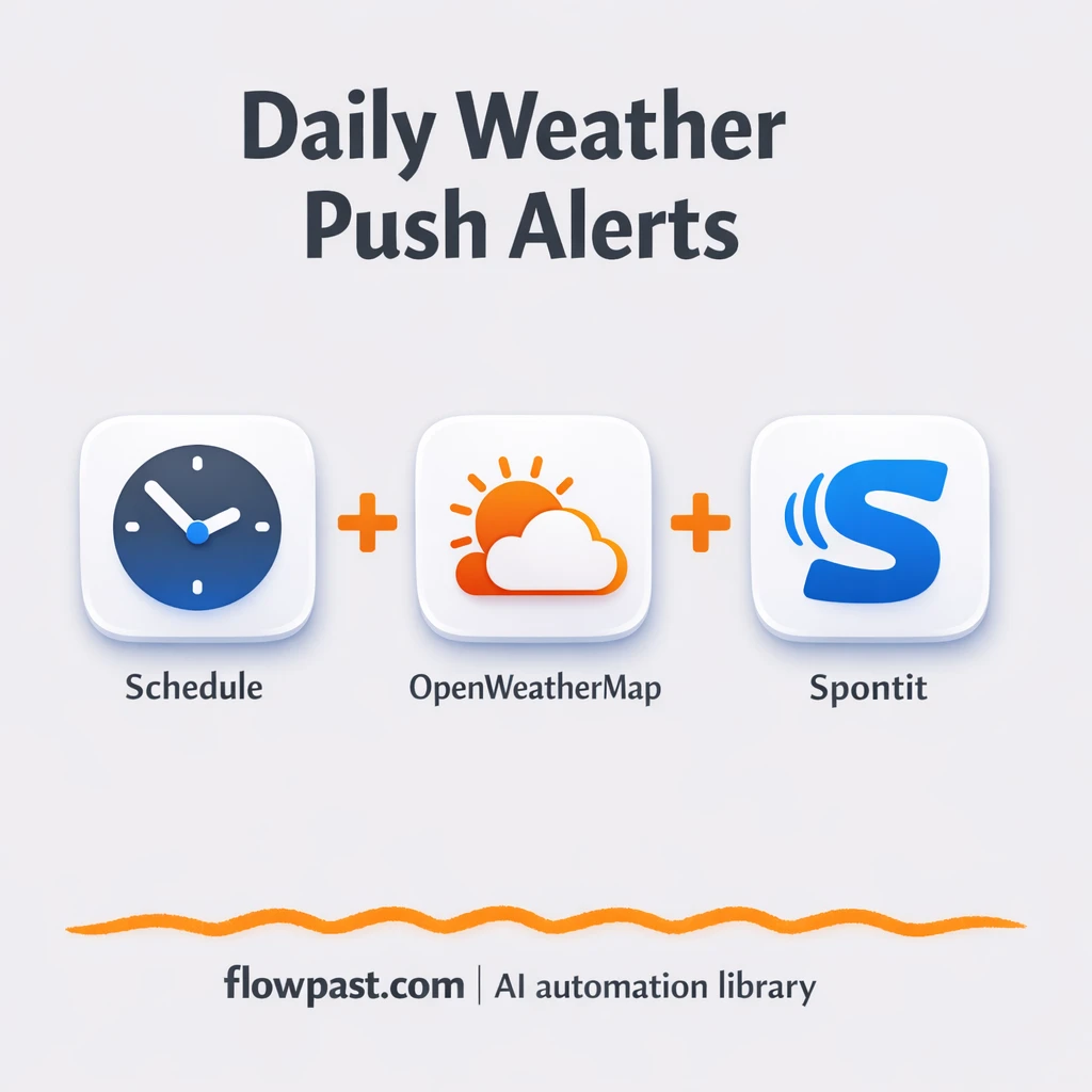 OpenWeatherMap to Spontit, daily weather push alerts - n8n workflow automation template