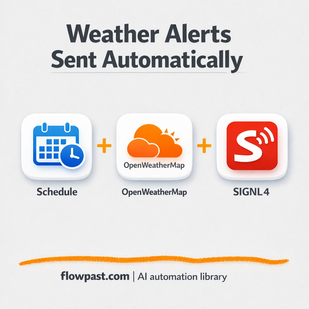 OpenWeatherMap to SIGNL4, on-call weather alerts - n8n workflow automation template
