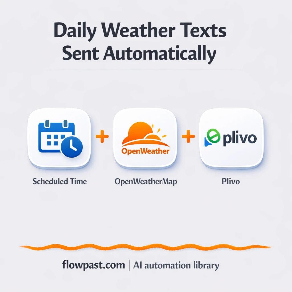 OpenWeatherMap to Plivo, daily weather texts sent - n8n workflow automation template