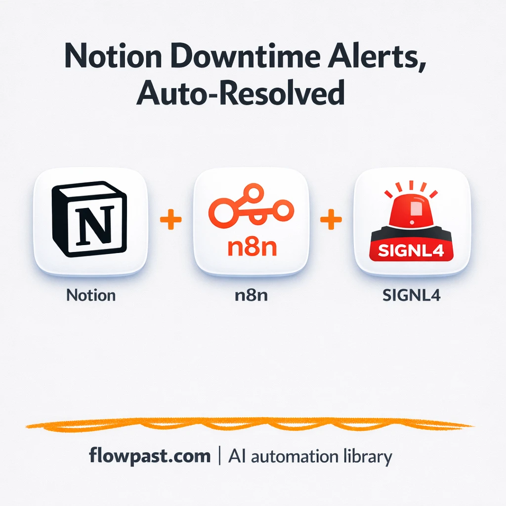 Notion + SIGNL4: machine down alerts, auto-closed - n8n workflow automation template