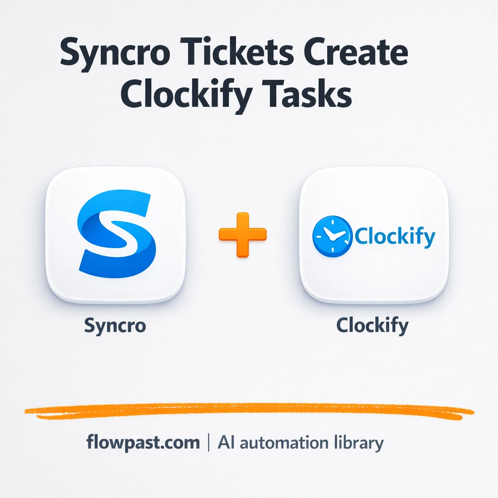 Syncro to Clockify, tasks ready when tickets land - n8n workflow automation template