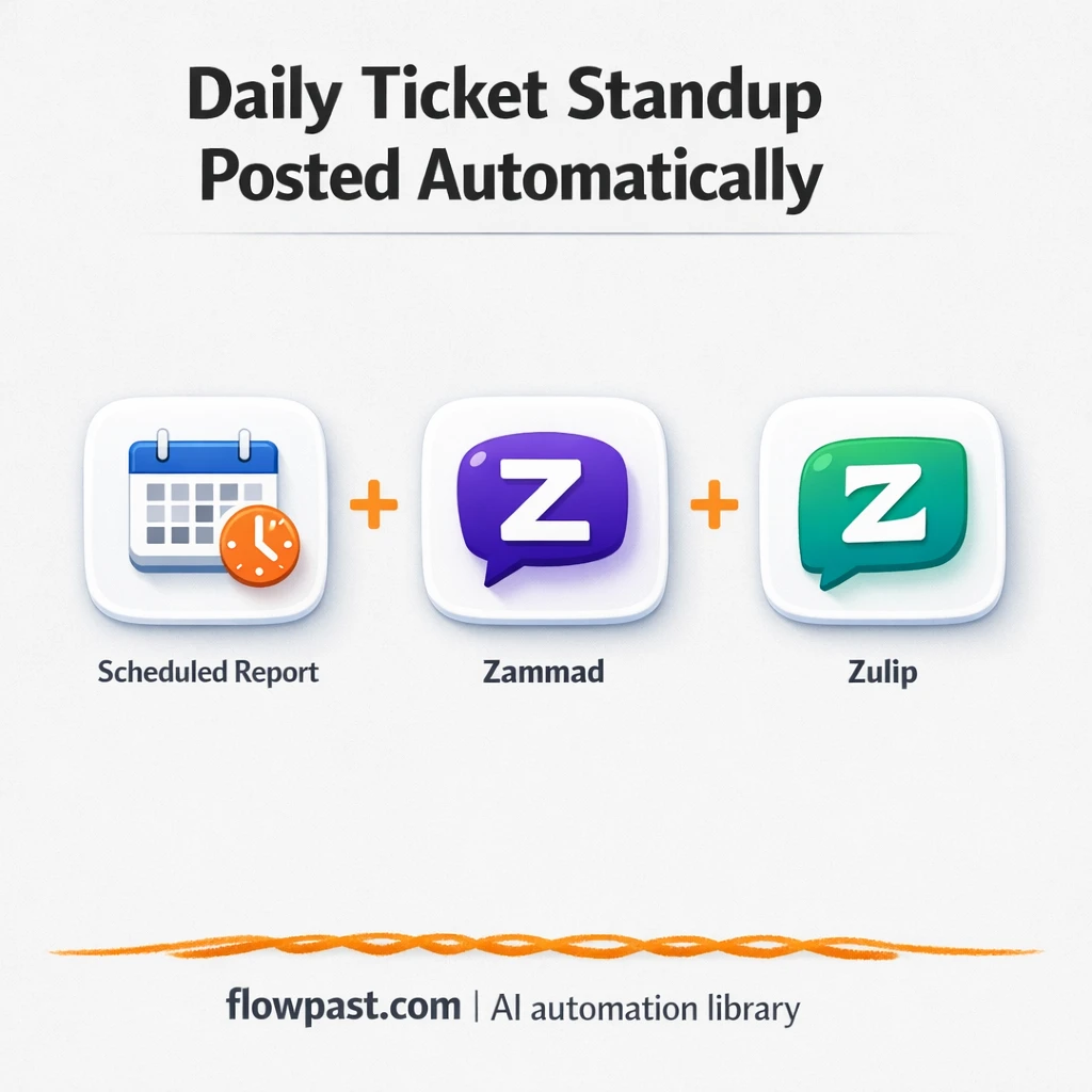 Zammad to Zulip, daily standup ticket recap posted - n8n workflow automation template