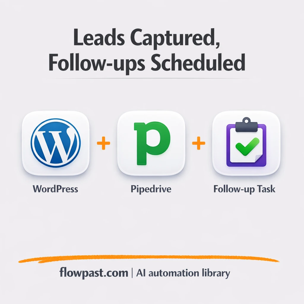 WordPress to Pipedrive, every lead captured and queued - n8n workflow automation template