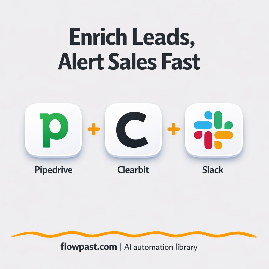 Pipedrive + Clearbit: enriched leads, Slack alerts - n8n workflow automation template