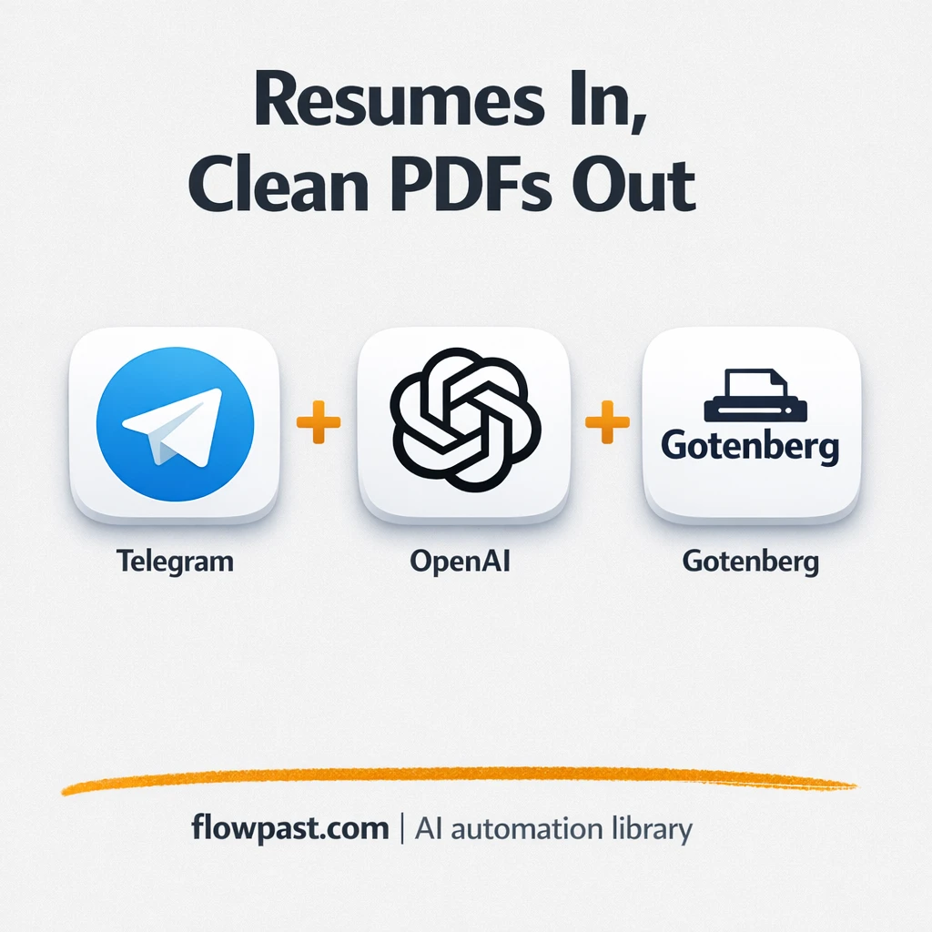 Telegram + OpenAI, clean resumes from messy PDFs - n8n workflow automation template