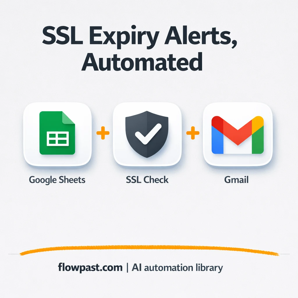 Google Sheets + Gmail, SSL expiry alerts you trust - n8n workflow automation template