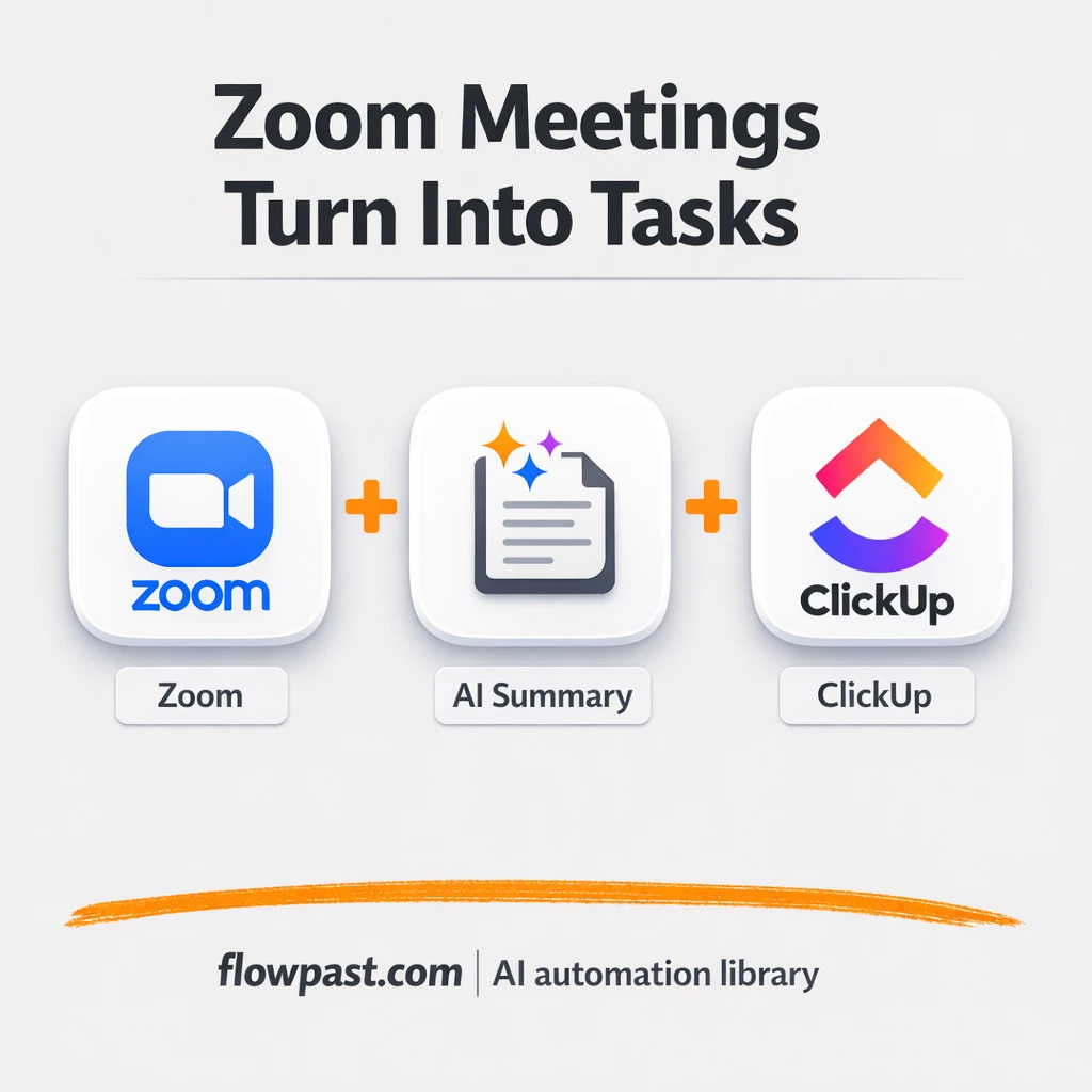 Zoom to ClickUp, meeting summaries that drive action - n8n workflow automation template