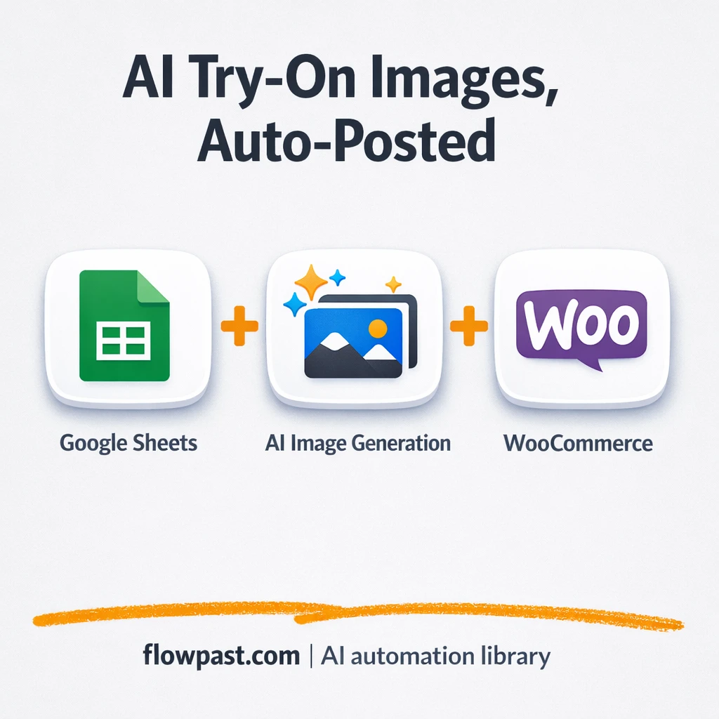 Google Sheets to WooCommerce, new try on images ready - n8n workflow automation template