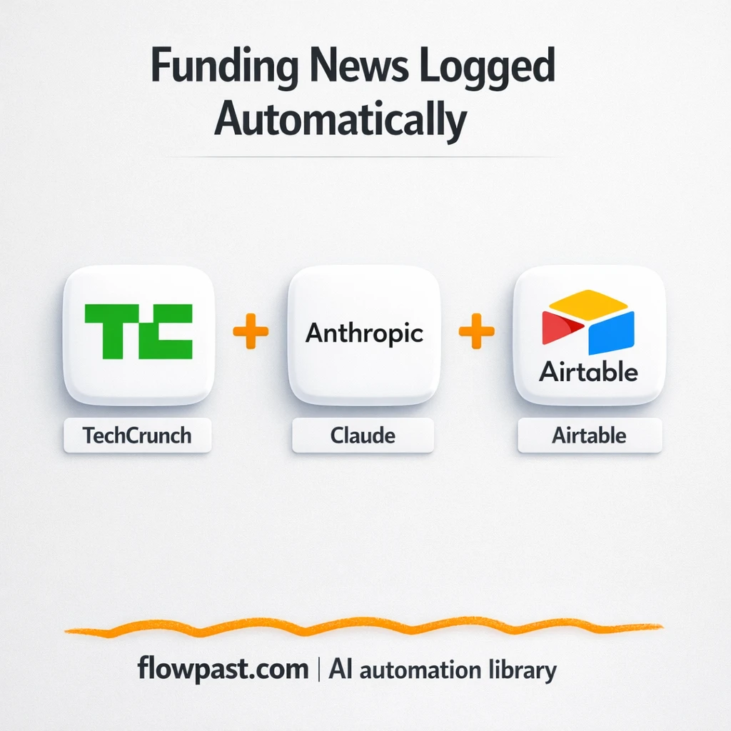 TechCrunch to Airtable, funded startup leads logged - n8n workflow automation template