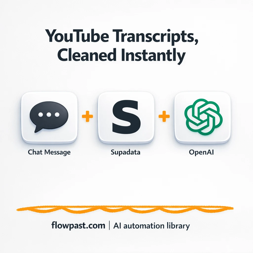 YouTube + OpenAI: clean transcripts in your chat - n8n workflow automation template