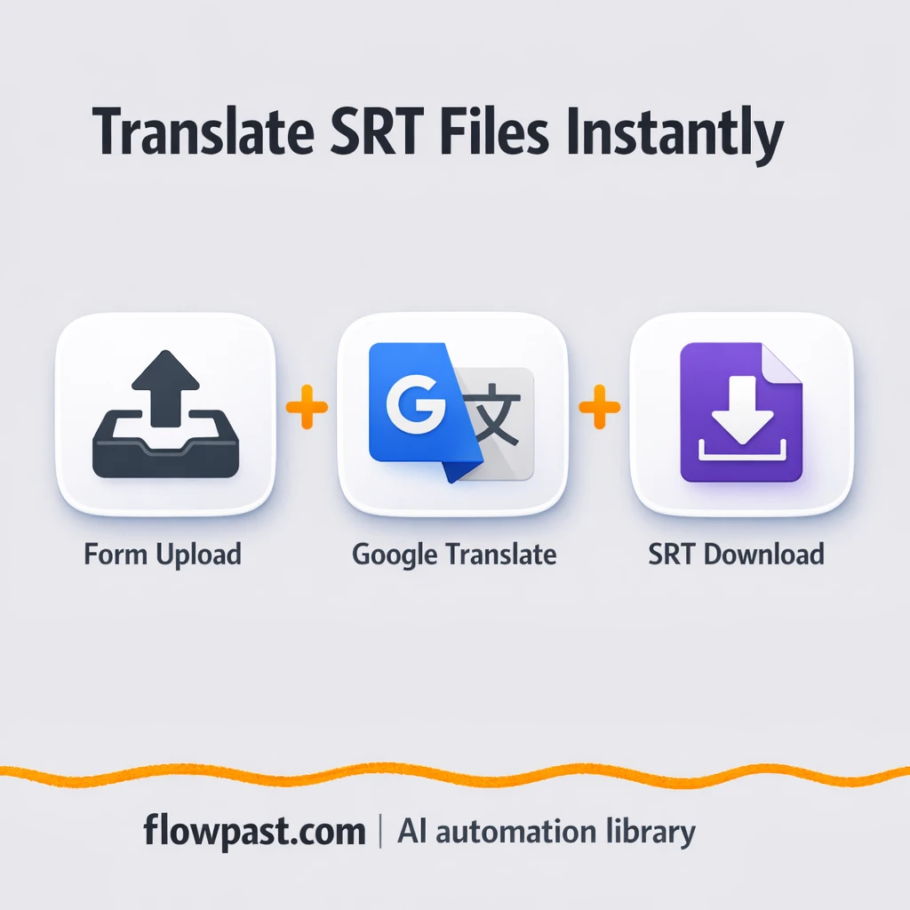 Google Translate SRT subtitles, ready for YouTube - n8n workflow automation template