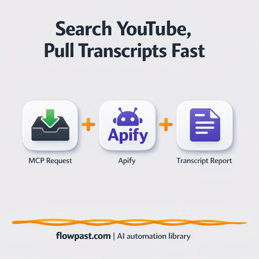 YouTube + Apify: transcripts ready for briefs fast - n8n workflow automation template