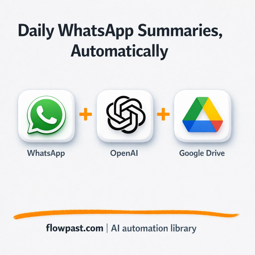WhatsApp to Google Drive, daily chat recaps - n8n workflow automation template