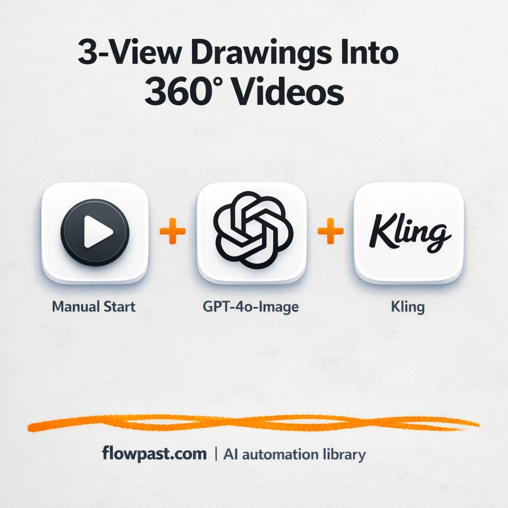 PiAPI + Kling: 360 product spin videos from drawings - n8n workflow automation template