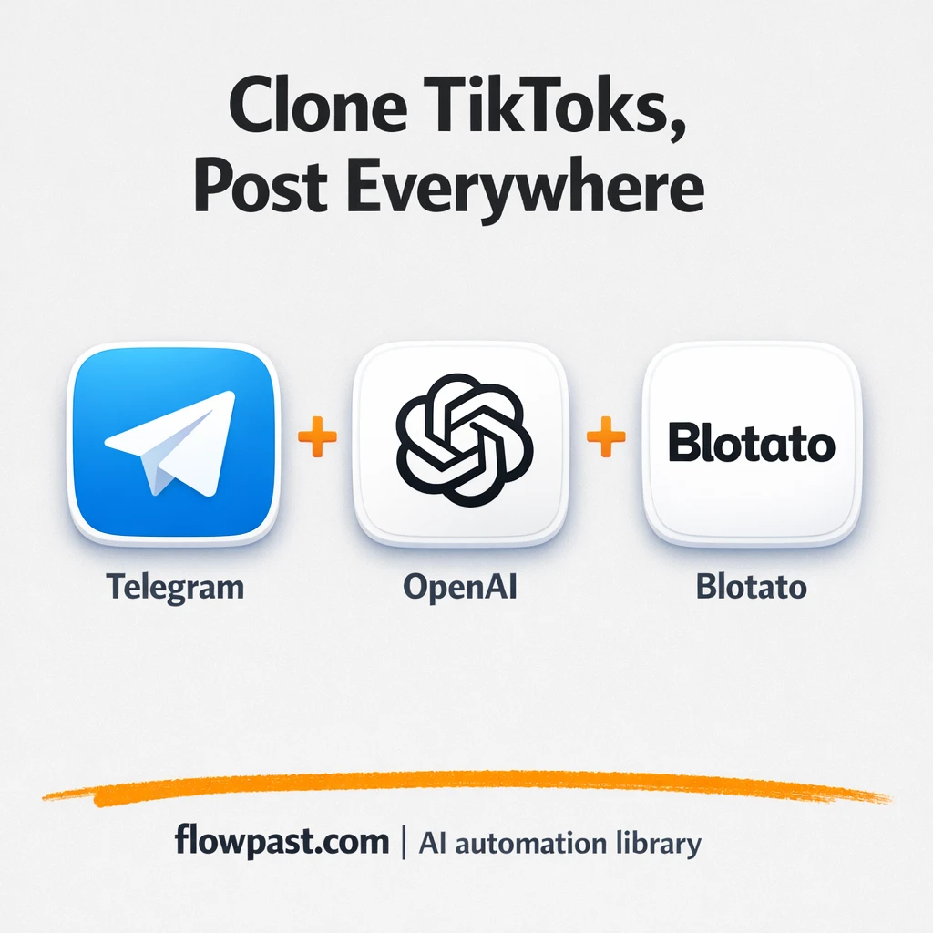 Telegram + Google Sheets: clone TikToks at scale - n8n workflow automation template