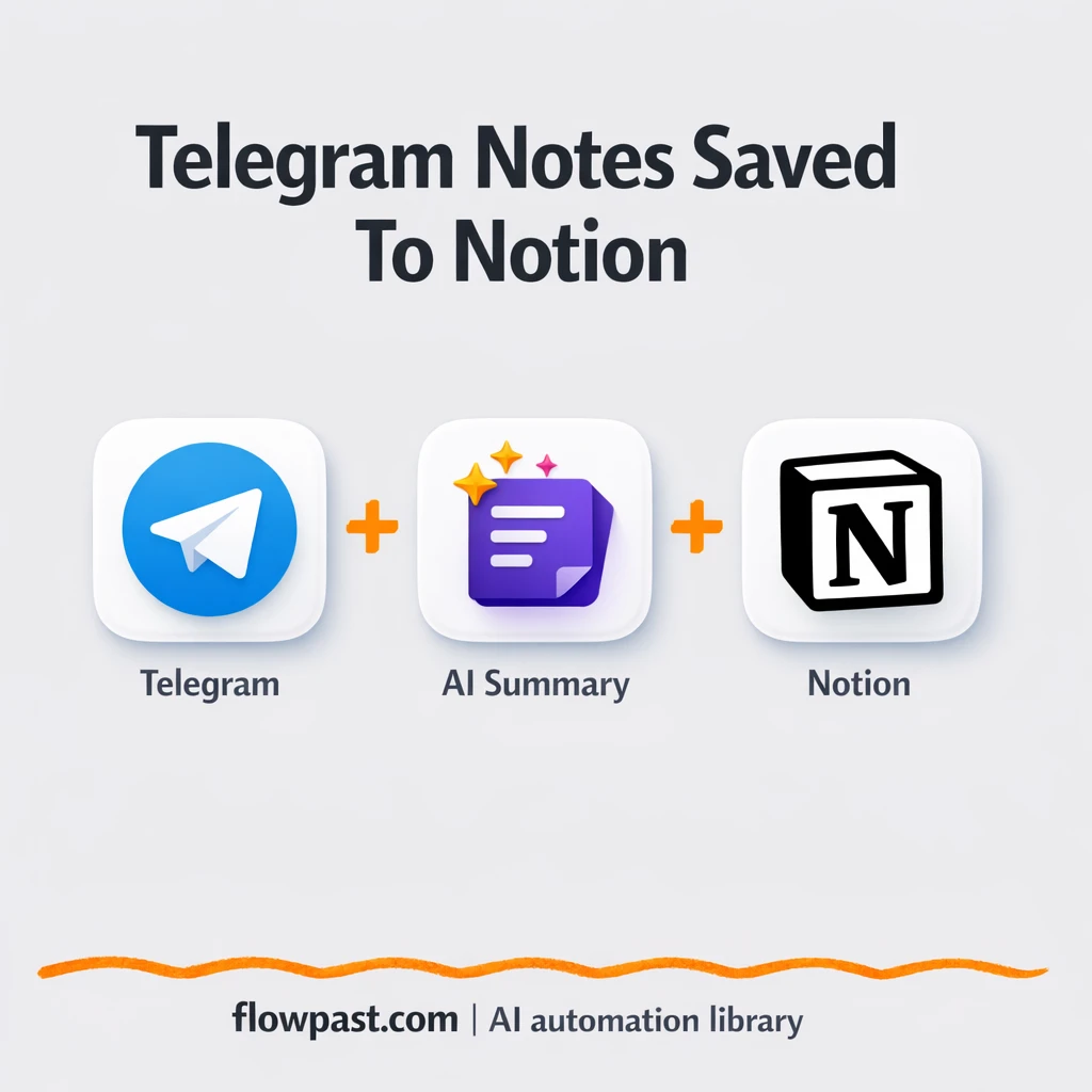 Telegram to Notion, searchable notes with AI - n8n workflow automation template