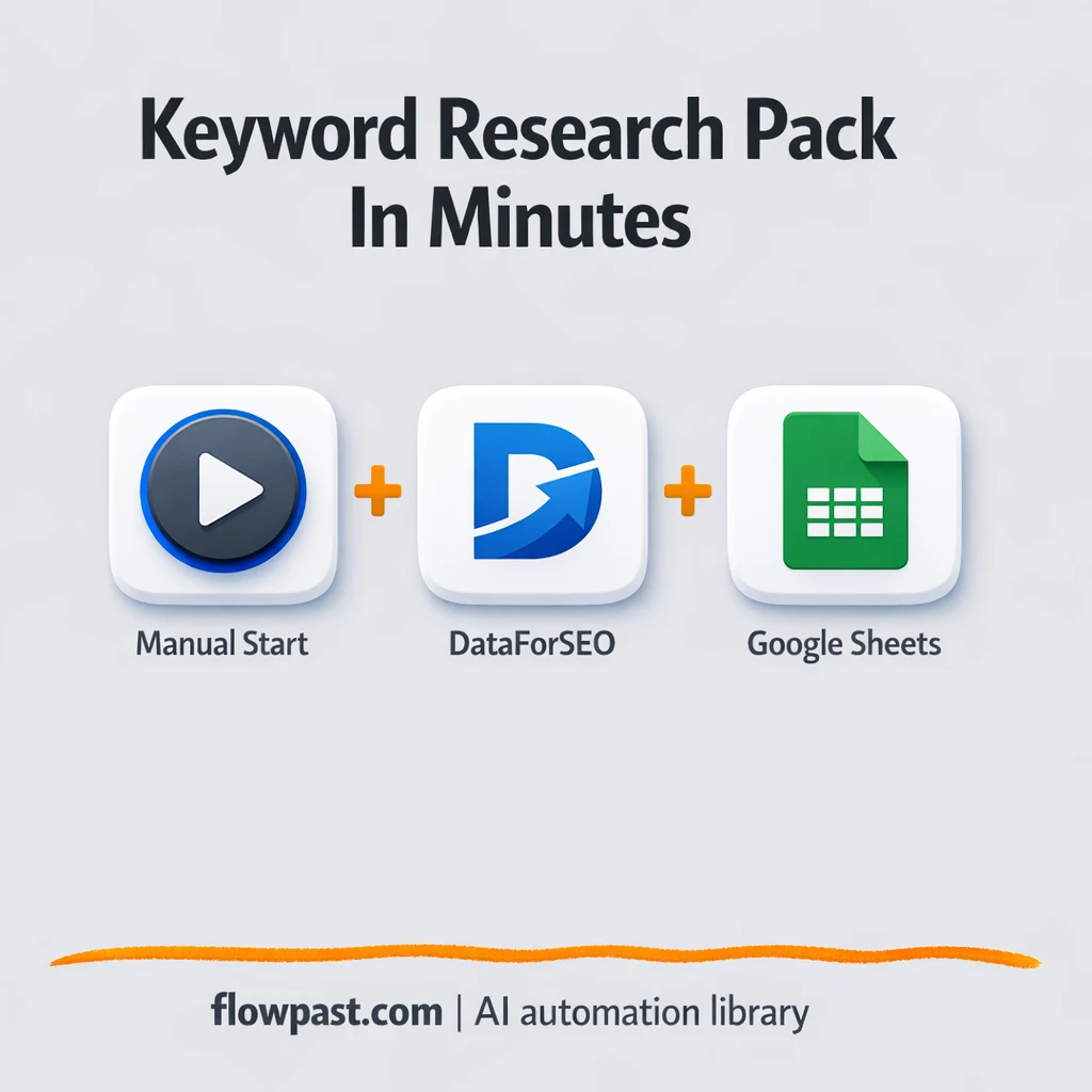 DataForSEO to Google Sheets, keyword packs ready fast - n8n workflow automation template
