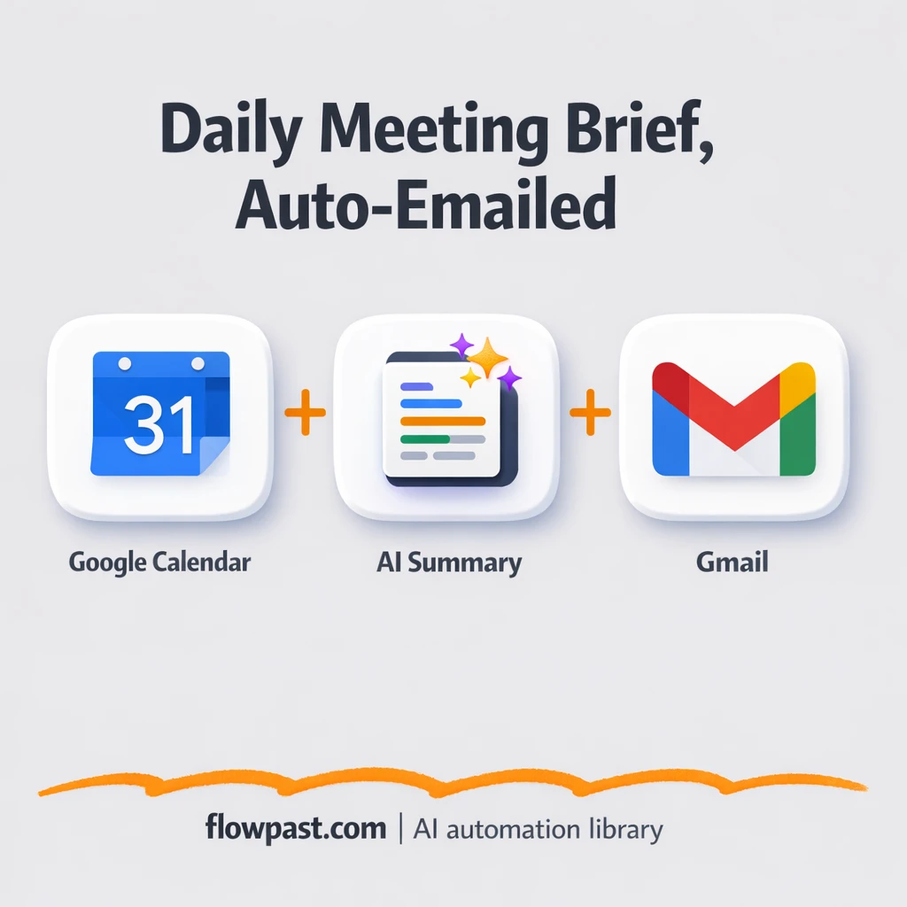 Google Calendar + Gmail: daily meeting brief in inbox - n8n workflow automation template