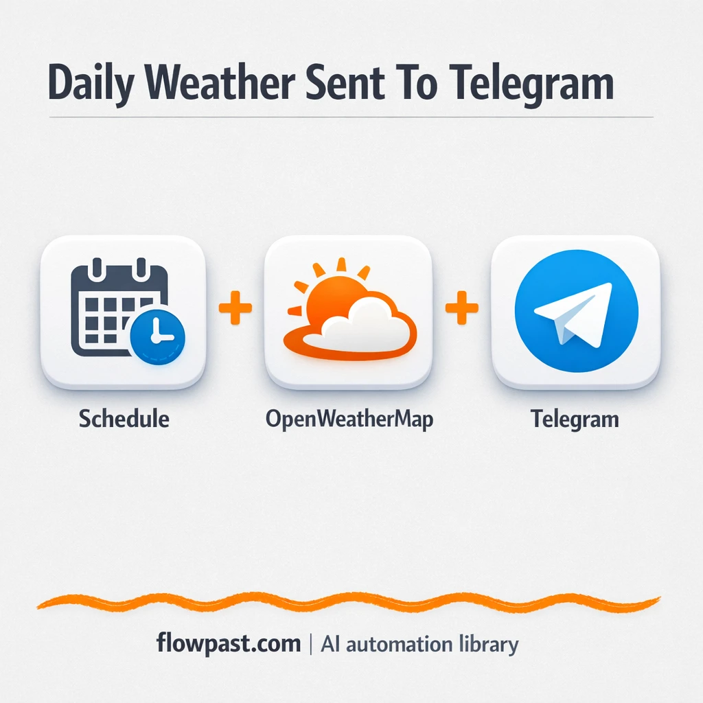 OpenWeatherMap to Telegram, daily weather brief - n8n workflow automation template