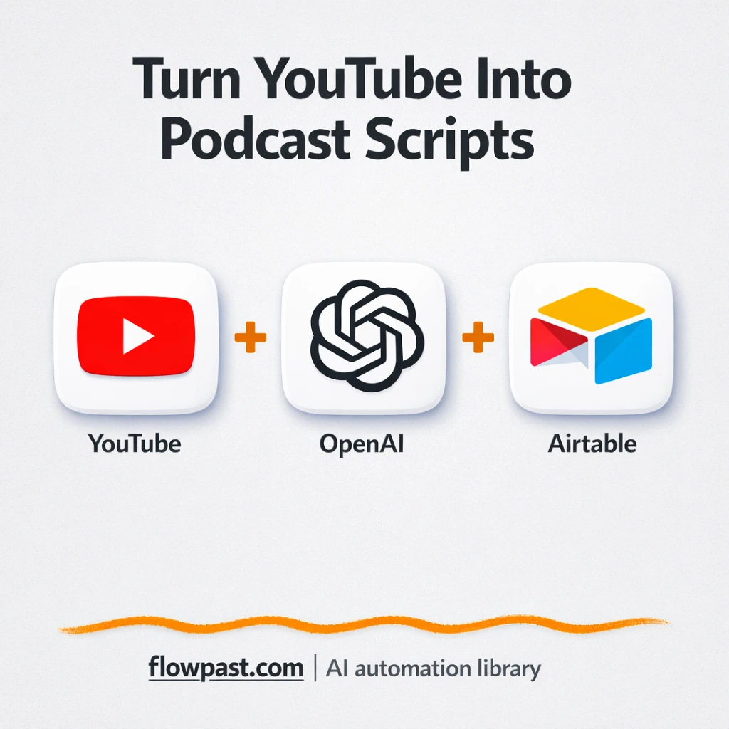 YouTube to Airtable, podcast scripts ready to review - n8n workflow automation template