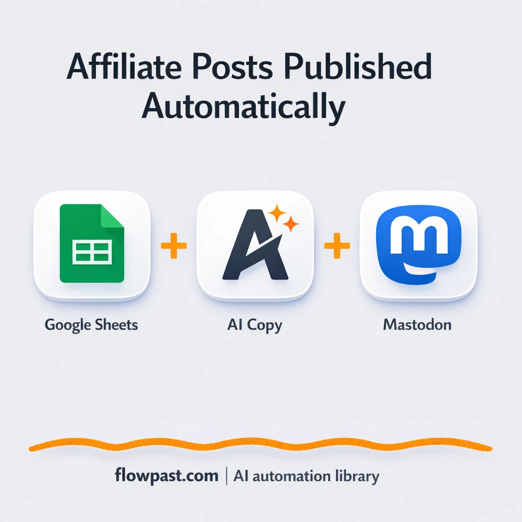 Google Sheets to Mastodon, affiliate posts queued - n8n workflow automation template