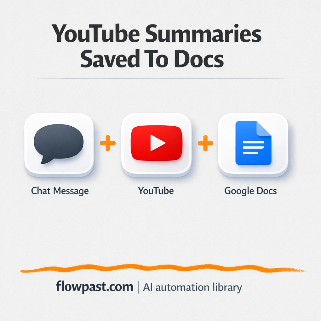 YouTube to Google Docs, summaries saved automatically - n8n workflow automation template