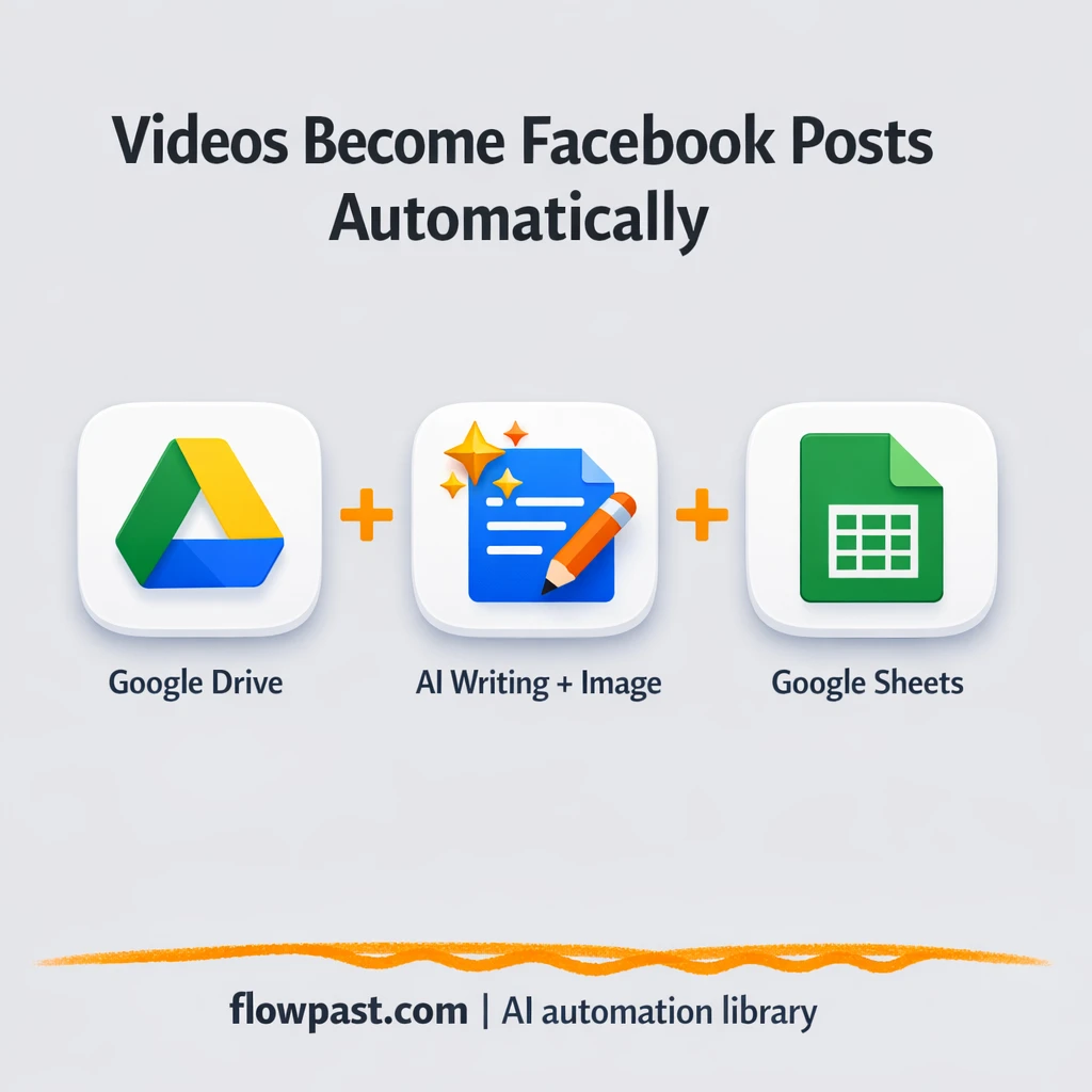 Google Drive to Google Sheets, Facebook drafts ready - n8n workflow automation template