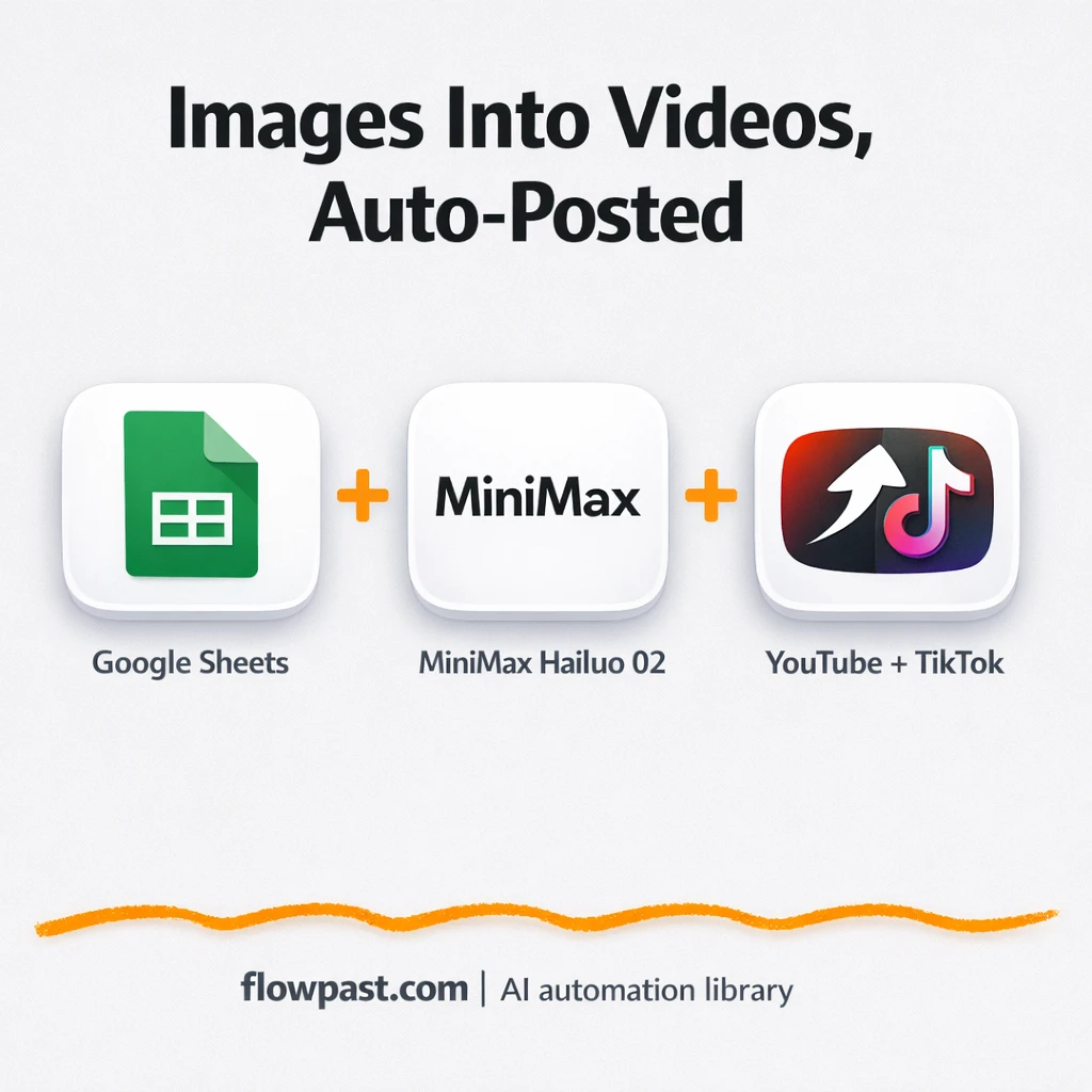 Google Sheets to YouTube + TikTok, shorts posted fast - n8n workflow automation template