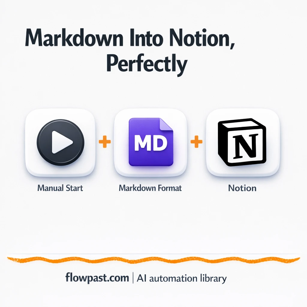 Markdown to Notion, clean pages without reformatting - n8n workflow automation template