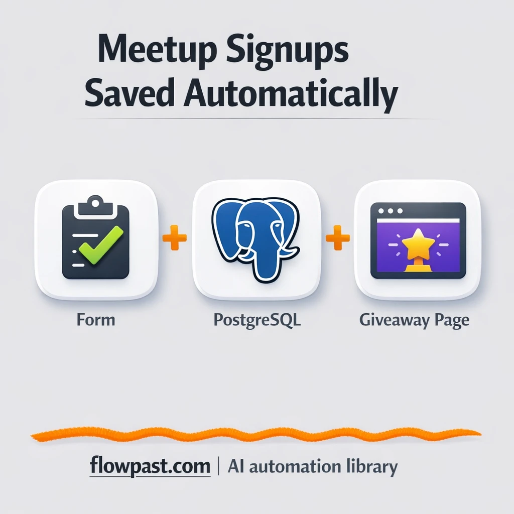 PostgreSQL signup list, live giveaway page in browser - n8n workflow automation template