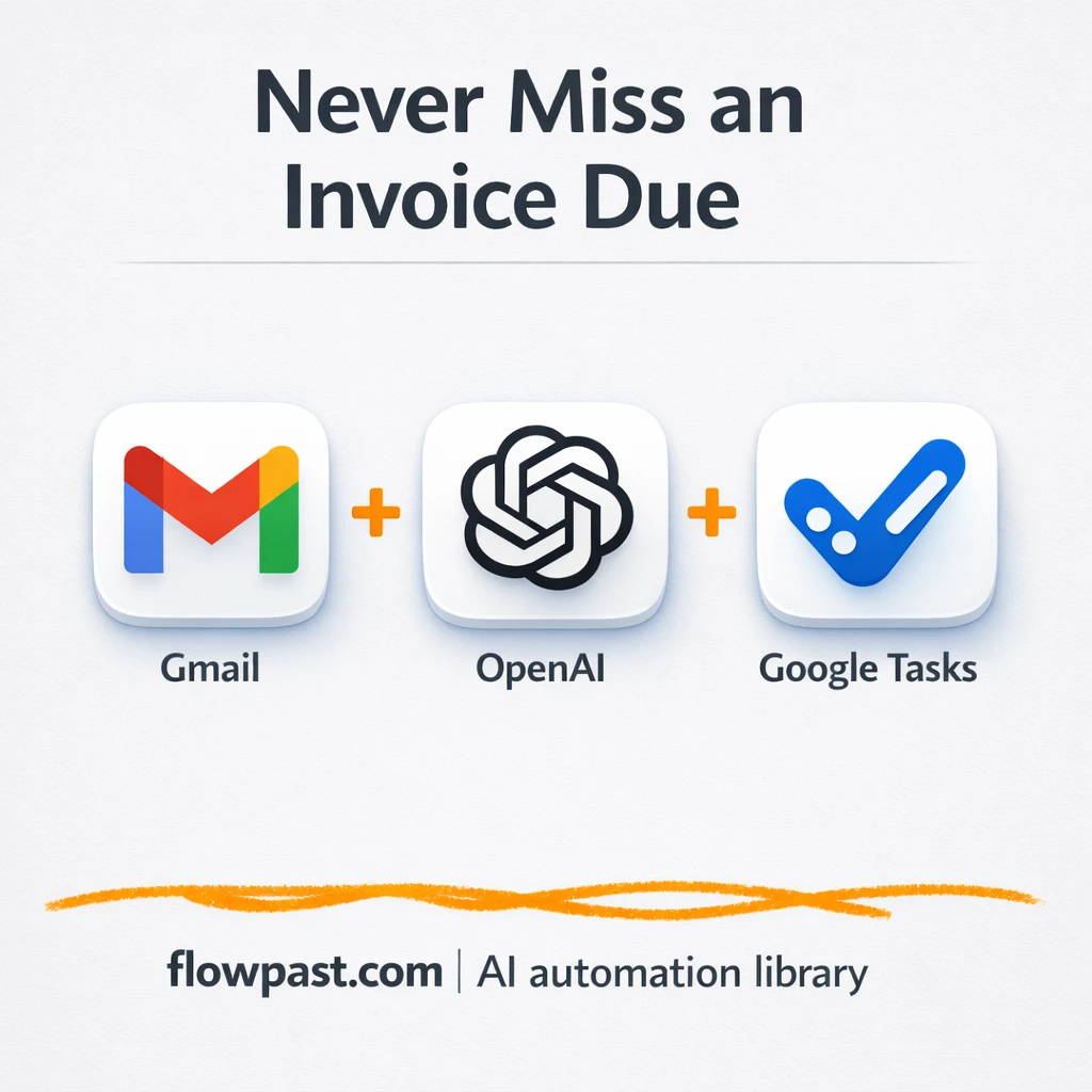 Gmail to Google Tasks, invoice due dates never missed - n8n workflow automation template