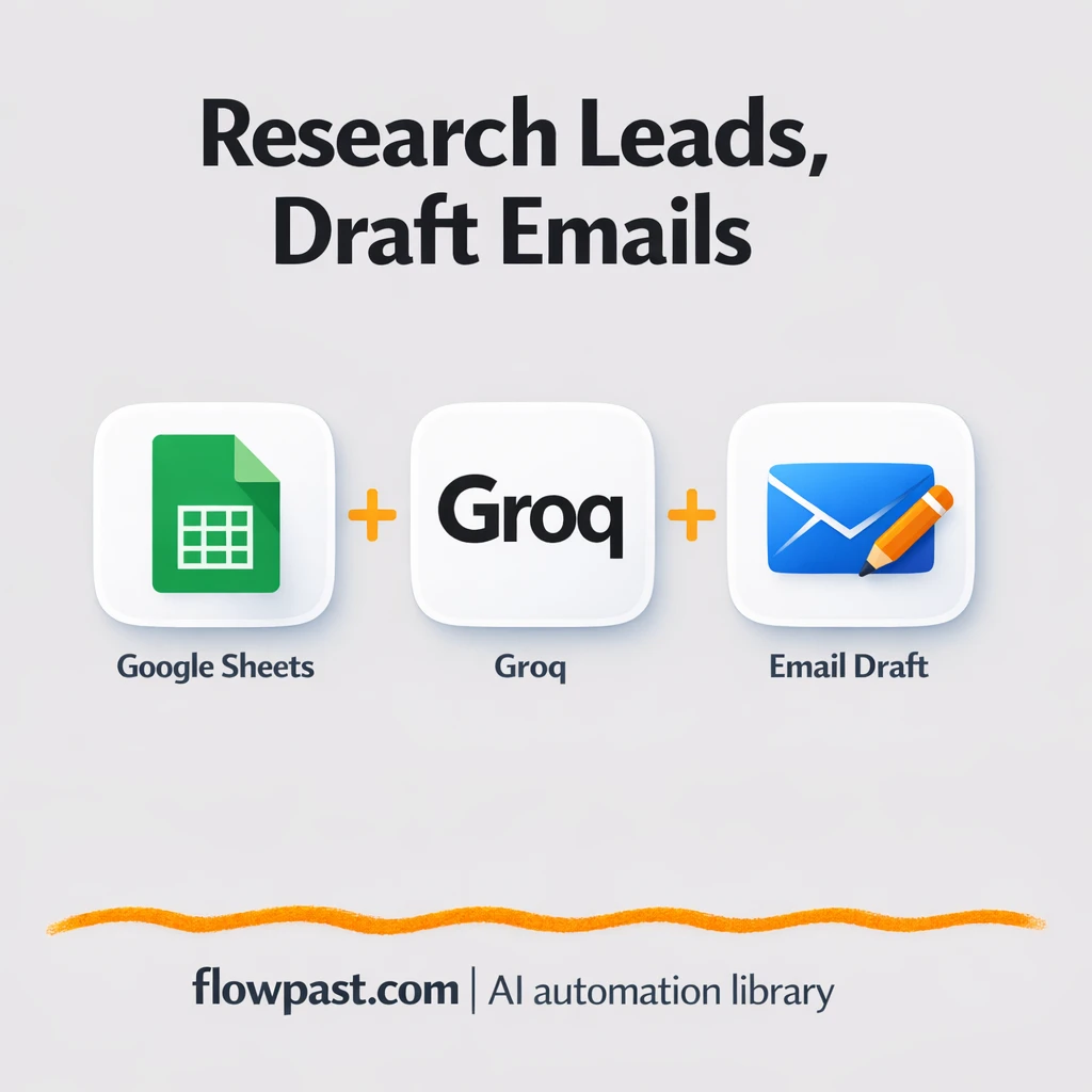 Google Sheets + Tavily: lead research to email drafts - n8n workflow automation template