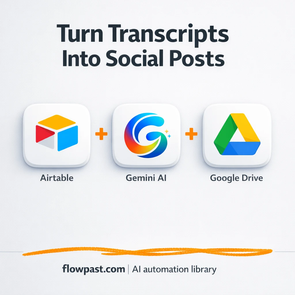 Airtable + Google Drive: transcripts into social posts - n8n workflow automation template
