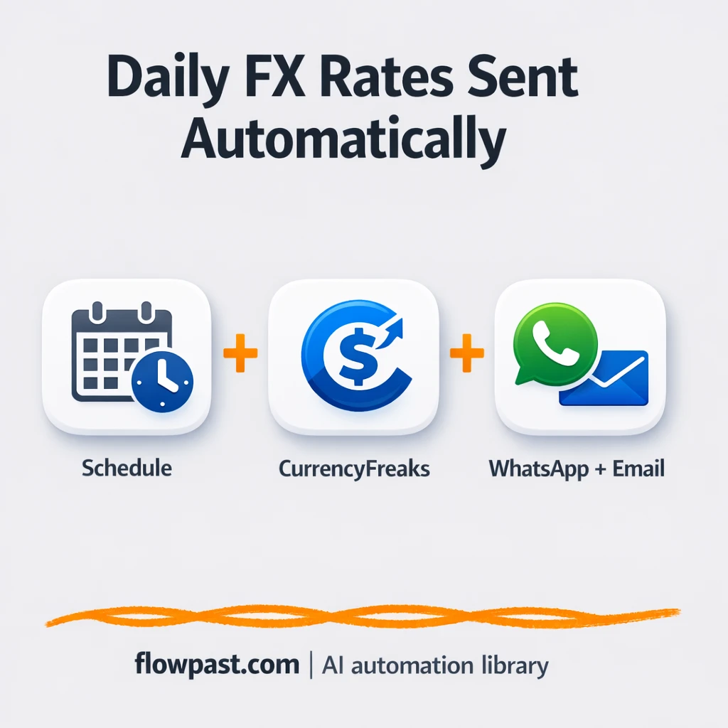 CurrencyFreaks to WhatsApp, daily FX alerts sent - n8n workflow automation template