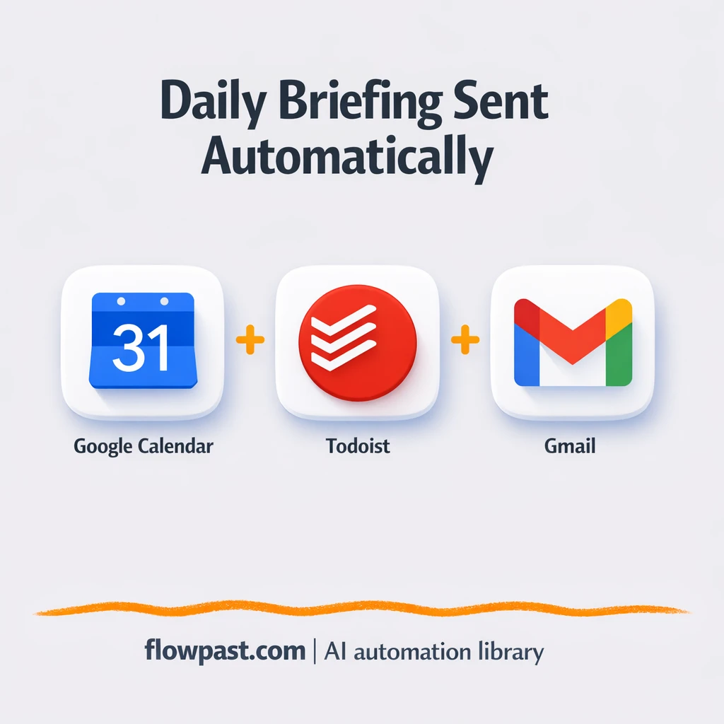 Todoist + Google Calendar: one daily plan in Gmail - n8n workflow automation template