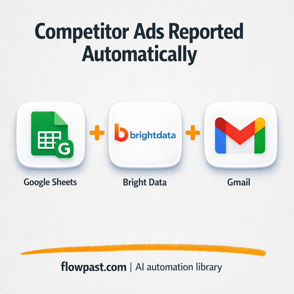 Google Sheets + Gmail, competitor ads tracked weekly - n8n workflow automation template