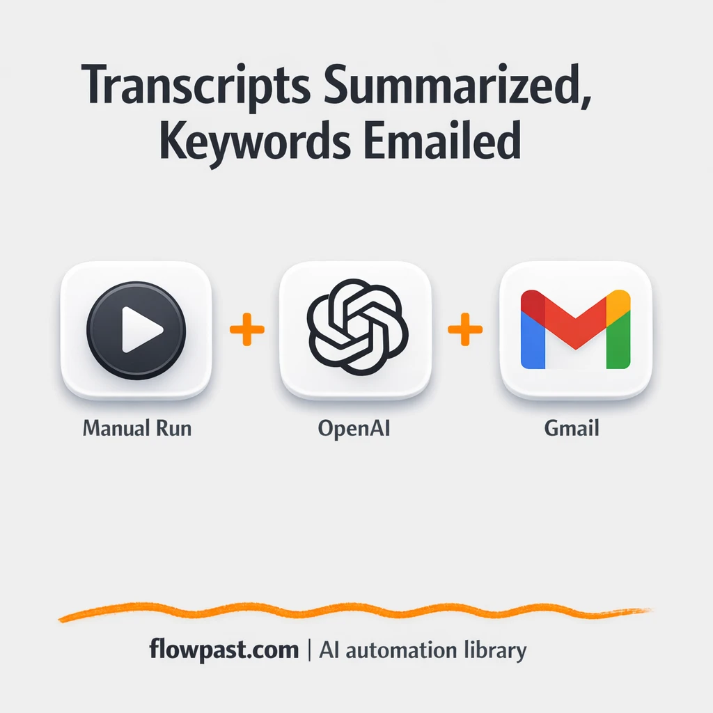 OpenAI to Gmail, transcript summaries delivered - n8n workflow automation template