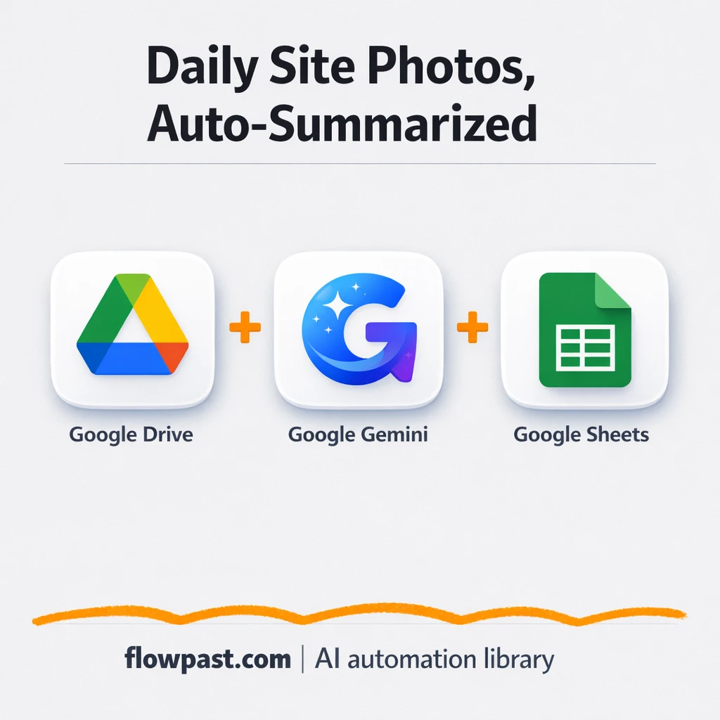 Google Drive + Google Sheets, site photos tracked daily - n8n workflow automation template