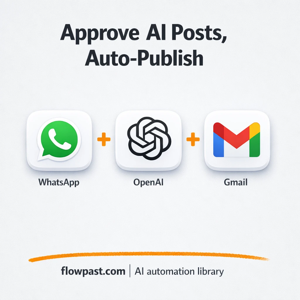 WhatsApp to Gmail, approve posts before they publish - n8n workflow automation template