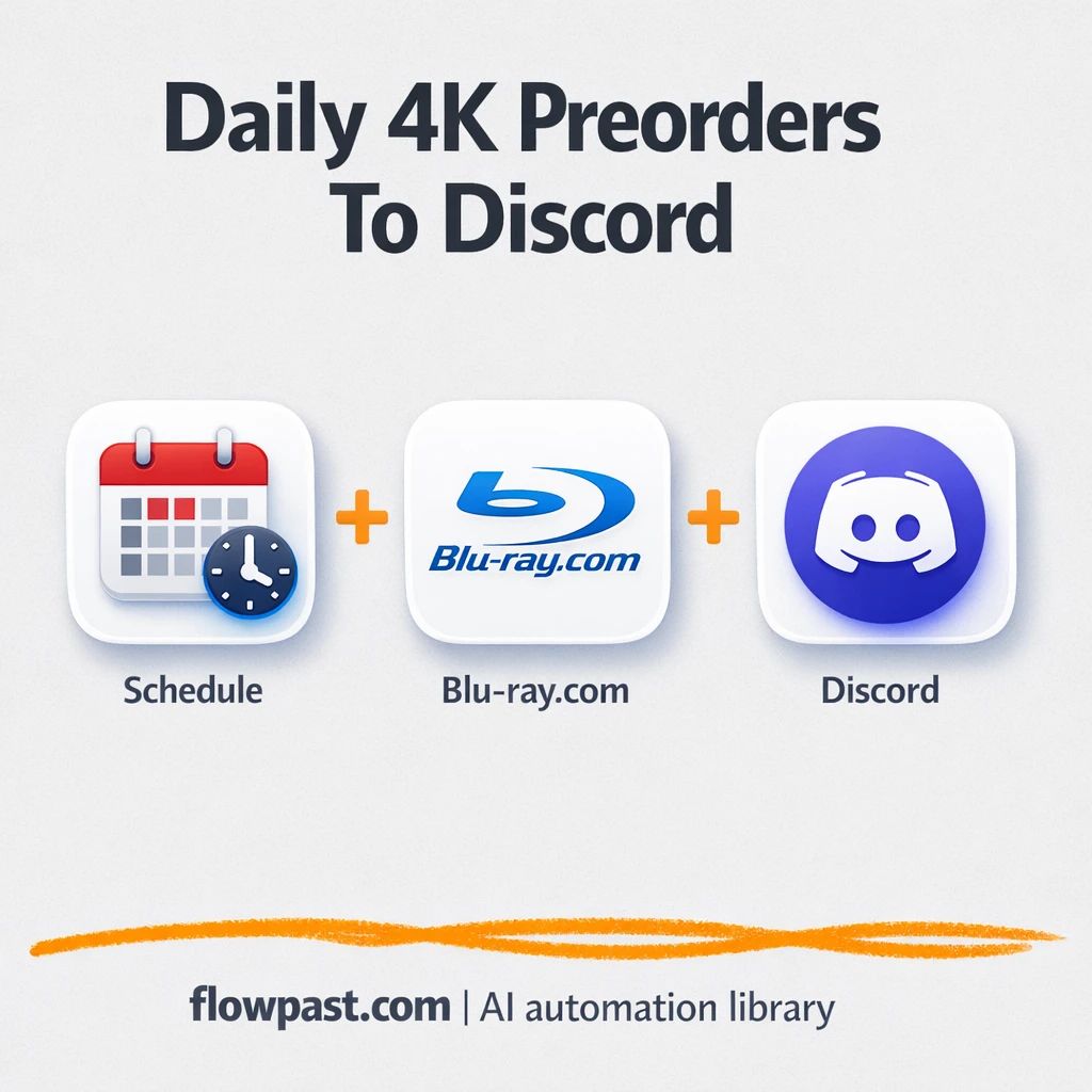 Blu-ray.com to Discord, daily preorder alerts posted - n8n workflow automation template