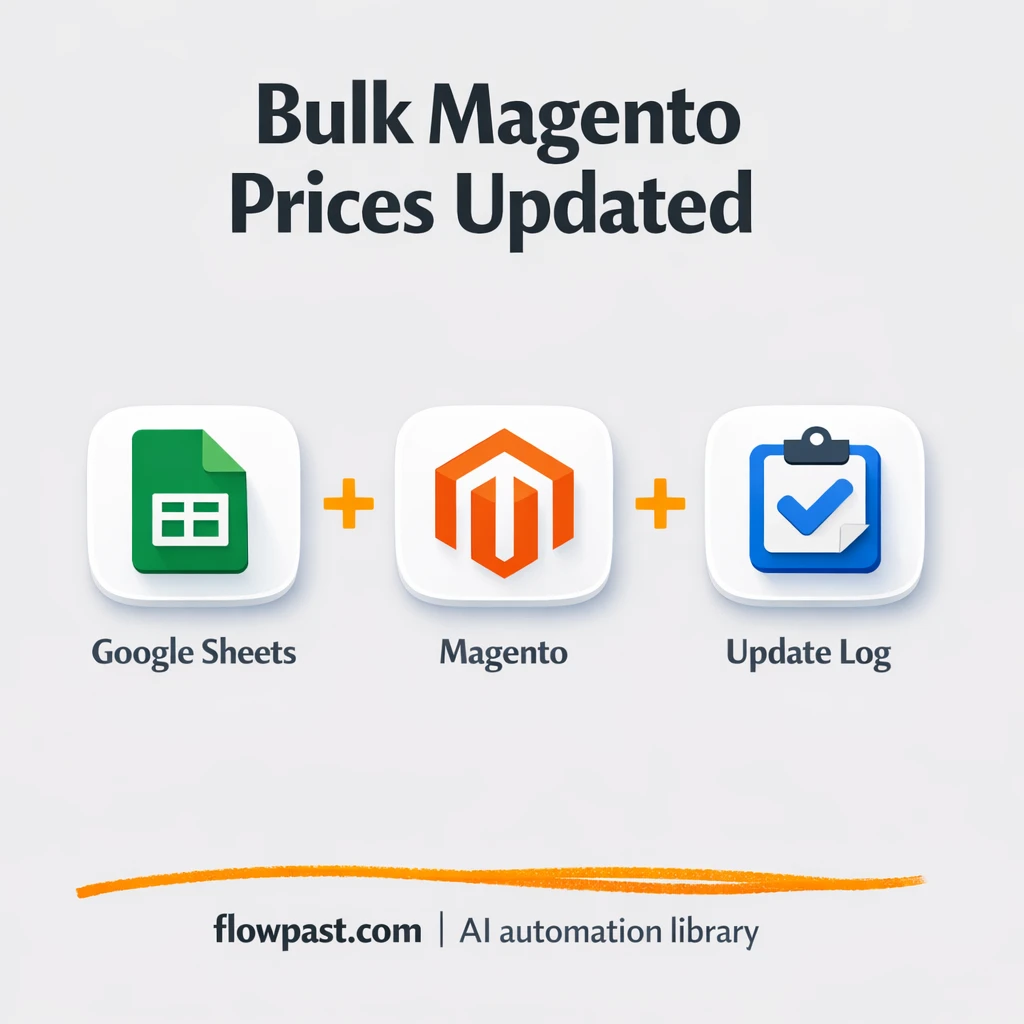 Google Sheets to Magento 2, prices updated in bulk - n8n workflow automation template