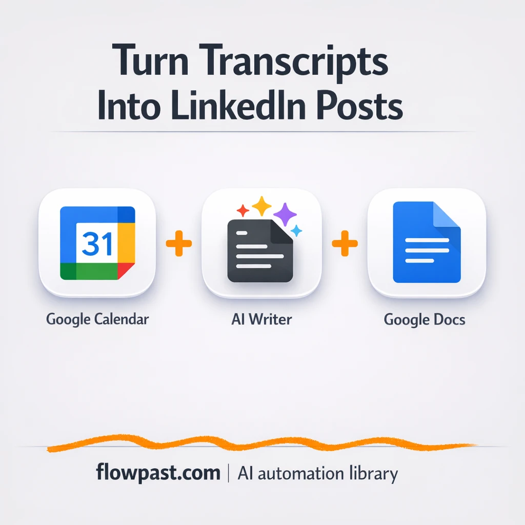 Google Calendar + Google Docs, LinkedIn drafts ready - n8n workflow automation template
