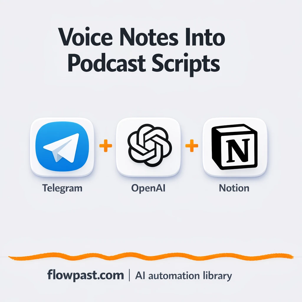 Telegram to Notion, podcast drafts ready to edit - n8n workflow automation template