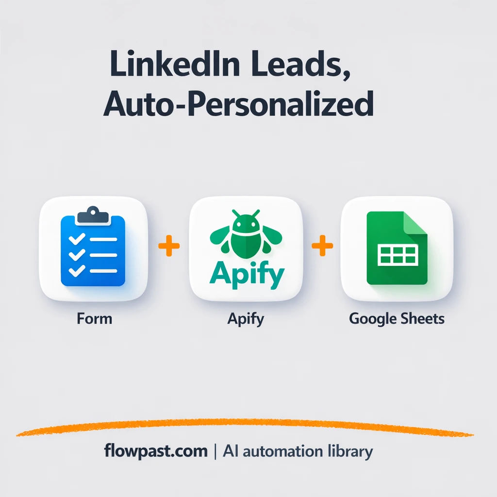 Apify + Google Sheets, LinkedIn leads logged clean - n8n workflow automation template