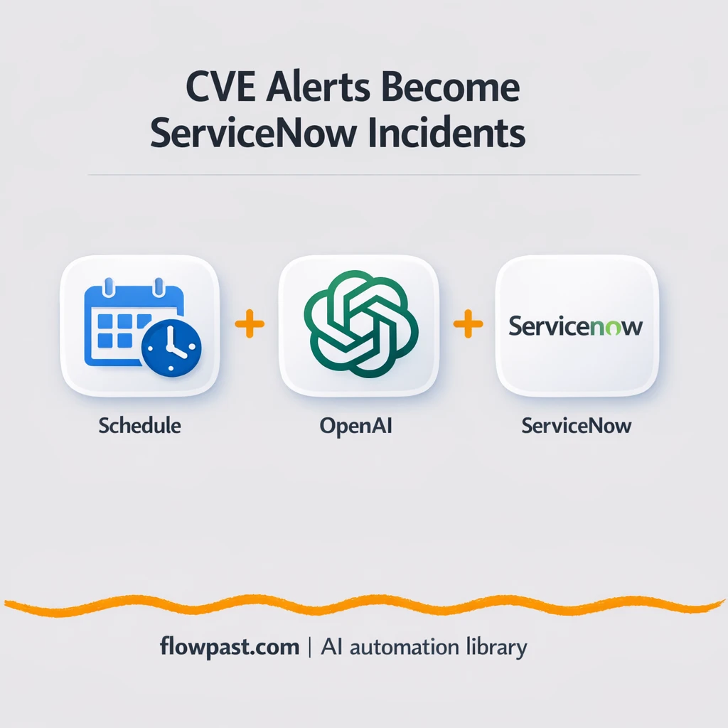 ServiceNow + OpenAI: CVEs logged as incidents fast - n8n workflow automation template