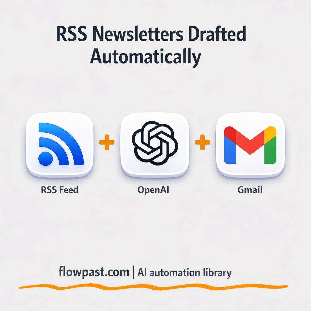 RSS + Gmail: newsletter drafts ready to send - n8n workflow automation template