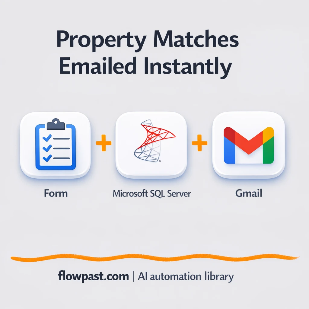 Microsoft SQL to Gmail, instant property match emails - n8n workflow automation template