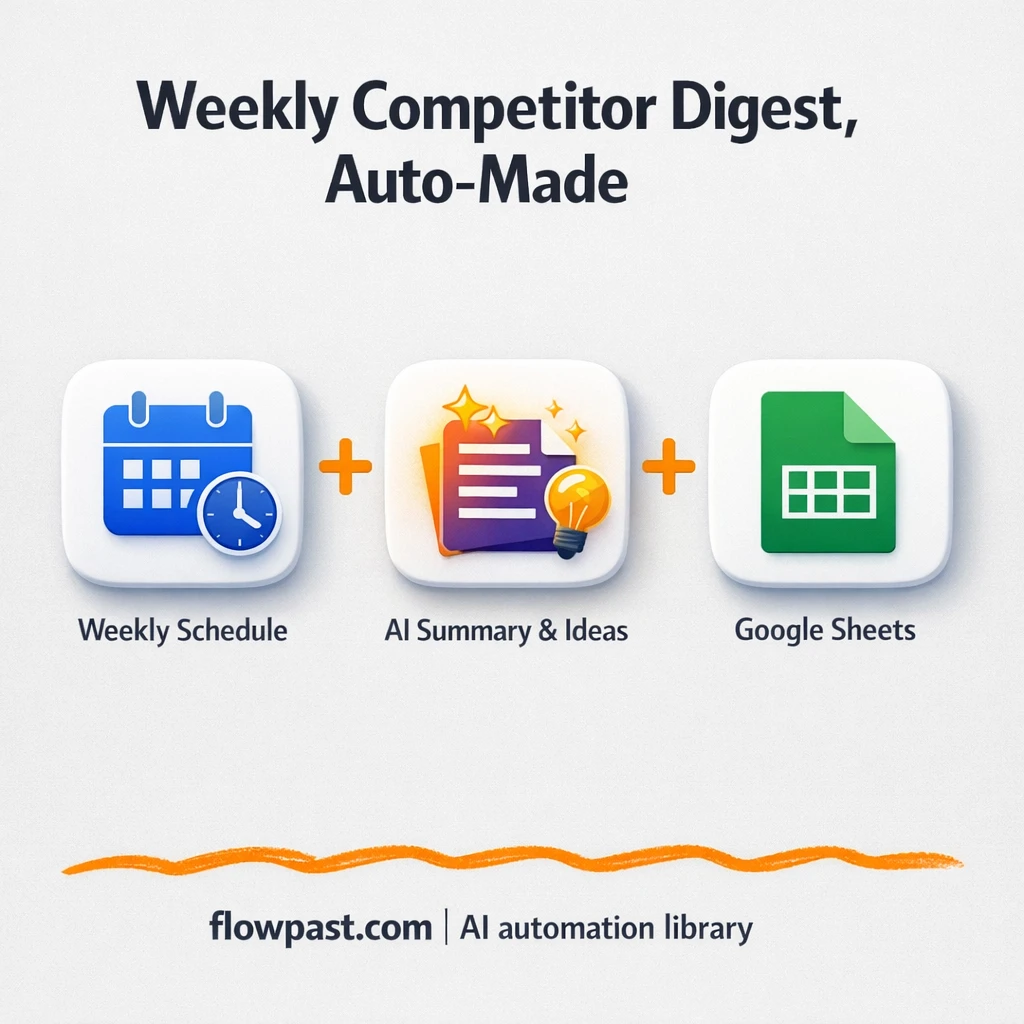 Google Sheets + Email: competitor digests, ready - n8n workflow automation template